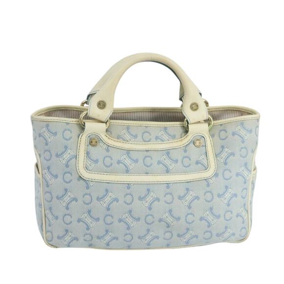 CELINE C Macadam Canvas Hand Bag Light Blue - Picture 3 of 13